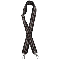 Angel Çanta Aksesuar 120x3 cm Polyester Kolon Çanta Sapı Siyah Renk Gümüş Şeritli Gümüş Metalli - Angel Çanta Aksesuar