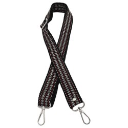 Angel Çanta Aksesuar 120x3 cm Polyester Kolon Çanta Sapı Siyah Renk Gümüş Şeritli Gümüş Metalli - 2