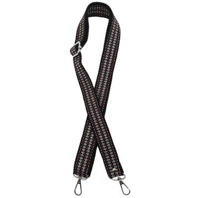 Angel Çanta Aksesuar 120x3 cm Polyester Kolon Çanta Sapı Siyah Renk Gümüş Şeritli Gümüş Metalli - 1