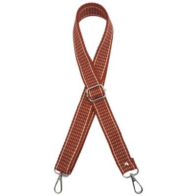 Angel Çanta Aksesuar 120x3 cm Polyester Kolon Çanta Sapı Taba Renk Bej Şeritli Gümüş Metalli - 1