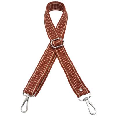 Angel Çanta Aksesuar 120x3 cm Polyester Kolon Çanta Sapı Taba Renk Bej Şeritli Gümüş Metalli - 2