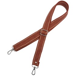 Angel Çanta Aksesuar 120x3 cm Polyester Kolon Çanta Sapı Taba Renk Bej Şeritli Gümüş Metalli - 3