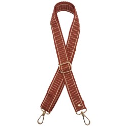 Angel Çanta Aksesuar 120x3 cm Polyester Kolon Çanta Sapı Taba Renk Bej Şeritli Light Gold Metalli - Angel Çanta Aksesuar