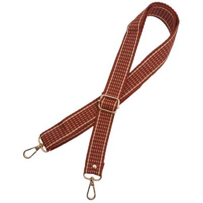 Angel Çanta Aksesuar 120x3 cm Polyester Kolon Çanta Sapı Taba Renk Bej Şeritli Light Gold Metalli - 3
