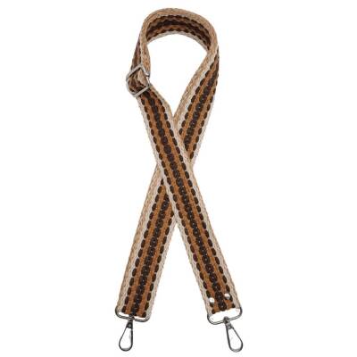 Angel Çanta Aksesuar 120x4 cm Jüt Kolon Çanta Sapı Zincir Desen Kahve Tonları Gümüş Metalli - 1