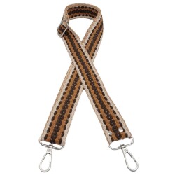 Angel Çanta Aksesuar 120x4 cm Jüt Kolon Çanta Sapı Zincir Desen Kahve Tonları Gümüş Metalli - 2