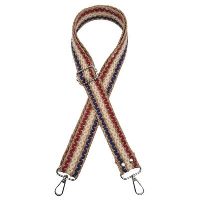 Angel Çanta Aksesuar 120x4 cm Jüt Kolon Çanta Sapı Zincir Desen Lacivert Bordo Krem Renk Gümüş Metalli - 1