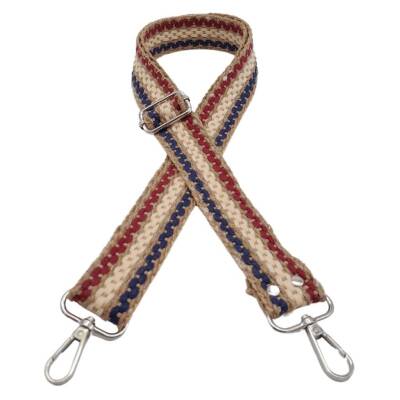 Angel Çanta Aksesuar 120x4 cm Jüt Kolon Çanta Sapı Zincir Desen Lacivert Bordo Krem Renk Gümüş Metalli - 2