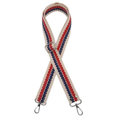 Angel Çanta Aksesuar 120x4 cm Jüt Kolon Çanta Sapı Zincir Desen Lacivert Kırmızı Renk Gümüş Metalli - 1