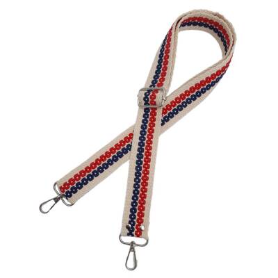 Angel Çanta Aksesuar 120x4 cm Jüt Kolon Çanta Sapı Zincir Desen Lacivert Kırmızı Renk Gümüş Metalli - 3