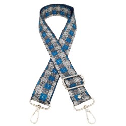 Angel Çanta Aksesuar 120x4 cm Polyester Kolon Çanta Sapı Gri Turkuaz Renk Gümüş Metalli - 2