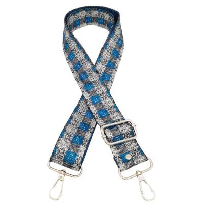 Angel Çanta Aksesuar 120x4 cm Polyester Kolon Çanta Sapı Gri Turkuaz Renk Gümüş Metalli - 2