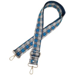 Angel Çanta Aksesuar 120x4 cm Polyester Kolon Çanta Sapı Gri Turkuaz Renk Gümüş Metalli - 3