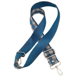 Angel Çanta Aksesuar 120x4 cm Polyester Kolon Çanta Sapı Gri Turkuaz Renk Gümüş Metalli - 4