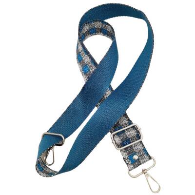 Angel Çanta Aksesuar 120x4 cm Polyester Kolon Çanta Sapı Gri Turkuaz Renk Gümüş Metalli - 4