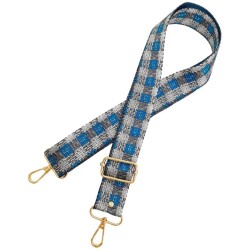 Angel Çanta Aksesuar 120x4 cm Polyester Kolon Çanta Sapı Gri Turkuaz Renk Light Gold Metalli - 3