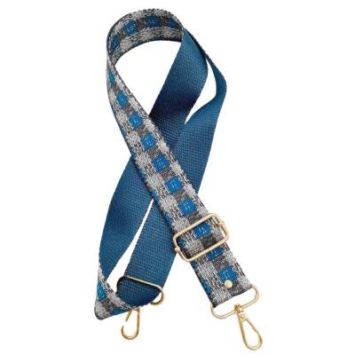 Angel Çanta Aksesuar 120x4 cm Polyester Kolon Çanta Sapı Gri Turkuaz Renk Light Gold Metalli - 4