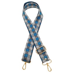 Angel Çanta Aksesuar 120x4 cm Polyester Kolon Çanta Sapı Gri Turkuaz Renk Light Gold Metalli - Angel Çanta Aksesuar