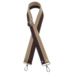 Angel Çanta Aksesuar 120x4 cm Polyester Kolon Çanta Sapı Kahve Bej Renk Gümüş Metalli - Angel Çanta Aksesuar