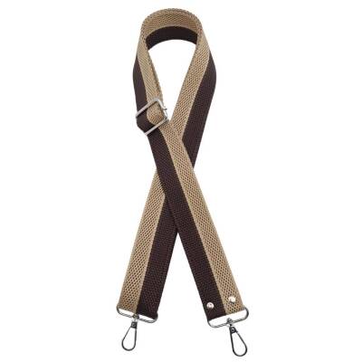 Angel Çanta Aksesuar 120x4 cm Polyester Kolon Çanta Sapı Kahve Bej Renk Gümüş Metalli - 1