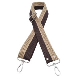 Angel Çanta Aksesuar 120x4 cm Polyester Kolon Çanta Sapı Kahve Bej Renk Gümüş Metalli - 2