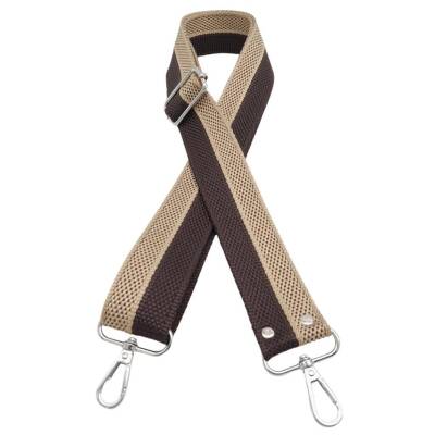 Angel Çanta Aksesuar 120x4 cm Polyester Kolon Çanta Sapı Kahve Bej Renk Gümüş Metalli - 2