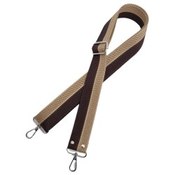 Angel Çanta Aksesuar 120x4 cm Polyester Kolon Çanta Sapı Kahve Bej Renk Gümüş Metalli - 3