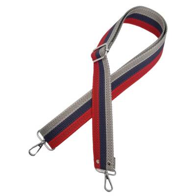 Angel Çanta Aksesuar 120x4 cm Polyester Kolon Çanta Sapı Kırmızı Lacivert Gri Renk Gümüş Metalli - 3