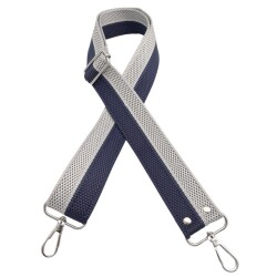 Angel Çanta Aksesuar 120x4 cm Polyester Kolon Çanta Sapı Lacivert Gri Renk Gümüş Metalli - 2