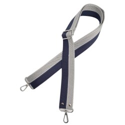 Angel Çanta Aksesuar 120x4 cm Polyester Kolon Çanta Sapı Lacivert Gri Renk Gümüş Metalli - 3