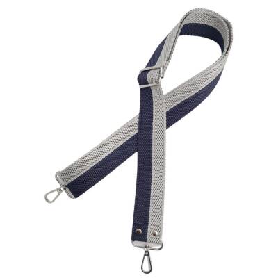 Angel Çanta Aksesuar 120x4 cm Polyester Kolon Çanta Sapı Lacivert Gri Renk Gümüş Metalli - 3