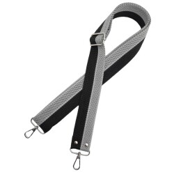 Angel Çanta Aksesuar 120x4 cm Polyester Kolon Çanta Sapı Siyah Gri Renk Gümüş Metalli - 3