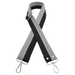 Angel Çanta Aksesuar 120x4 cm Polyester Kolon Çanta Sapı Siyah Gri Renk Gümüş Metalli - 2