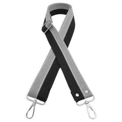 Angel Çanta Aksesuar 120x4 cm Polyester Kolon Çanta Sapı Siyah Gri Renk Gümüş Metalli - 2