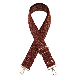 Angel Çanta Aksesuar 120x4 cm Simli Örme Kolon Çanta Sapı Bordo Renk Light Gold Metalli - Angel Çanta Aksesuar