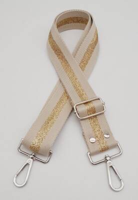 Angel Çanta Aksesuar Polyester Kolon 120X4 Cm Bej Renk Simli Gümüş Metalli - 2