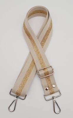 Angel Çanta Aksesuar Polyester Kolon 120X4 Cm Bej Renk Simli Gümüş Metalli - 1