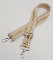 Angel Çanta Aksesuar Polyester Kolon 120X4 Cm Bej Renk Simli Gümüş Metalli - 3