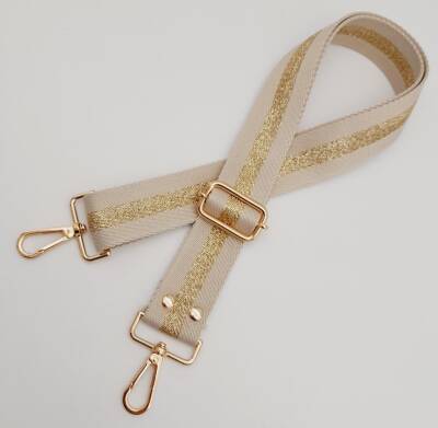 Angel Çanta Aksesuar Polyester Kolon 120X4 Cm Bej Renk Simli Light Gold Metalli - 3