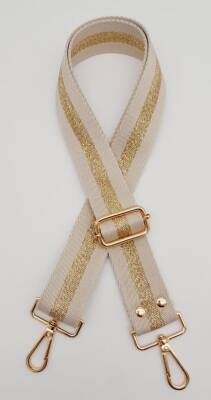 Angel Çanta Aksesuar Polyester Kolon 120X4 Cm Bej Renk Simli Light Gold Metalli - 1