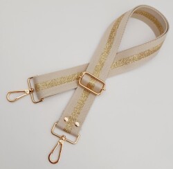 Angel Çanta Aksesuar Polyester Kolon 120X4 Cm Bej Renk Simli Light Gold Metalli - 3