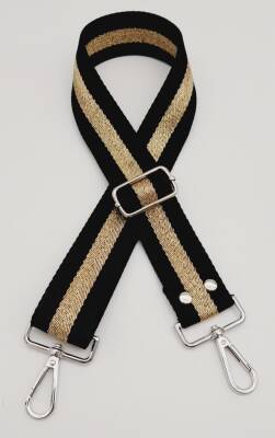 Angel Çanta Aksesuar Polyester Kolon 120X4 Cm Siyah Renk Simli Gümüş Metalli - 2