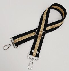 Angel Çanta Aksesuar Polyester Kolon 120X4 Cm Siyah Renk Simli Gümüş Metalli - 3