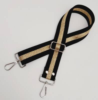 Angel Çanta Aksesuar Polyester Kolon 120X4 Cm Siyah Renk Simli Gümüş Metalli - 3