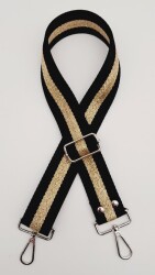 Angel Çanta Aksesuar Polyester Kolon 120X4 Cm Siyah Renk Simli Gümüş Metalli - Angel Çanta Aksesuar