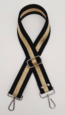 Angel Çanta Aksesuar Polyester Kolon 120X4 Cm Siyah Renk Simli Gümüş Metalli - 1