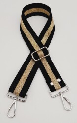 Angel Çanta Aksesuar Polyester Kolon 120X4 Cm Siyah Renk Simli Gümüş Metalli - 2