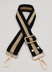 Angel Çanta Aksesuar Polyester Kolon 120X4 Cm Siyah Renk Simli Light Gold Metalli - 2