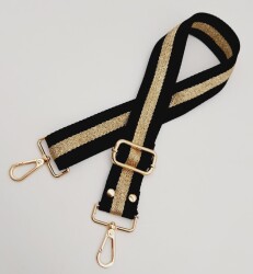 Angel Çanta Aksesuar Polyester Kolon 120X4 Cm Siyah Renk Simli Light Gold Metalli - 3