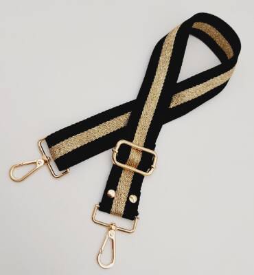 Angel Çanta Aksesuar Polyester Kolon 120X4 Cm Siyah Renk Simli Light Gold Metalli - 3